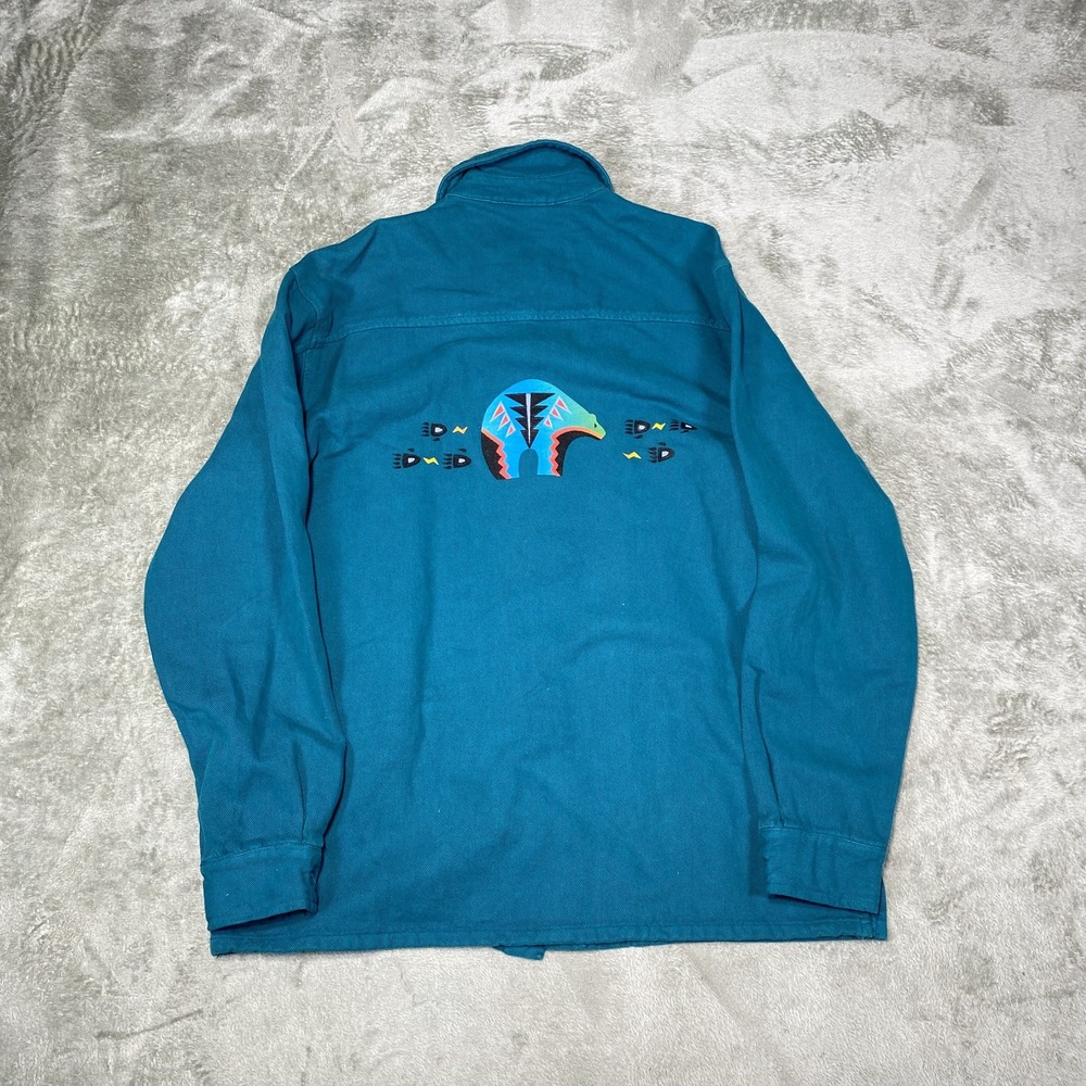 Vintage By Taylor Shirt Mens XS Southwestern Bear Graphic Button Up Long Sleeve - Picture 7 of 9